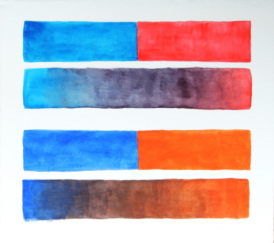 four stacked bar gradients showing different blues / cyans and reds / oranges